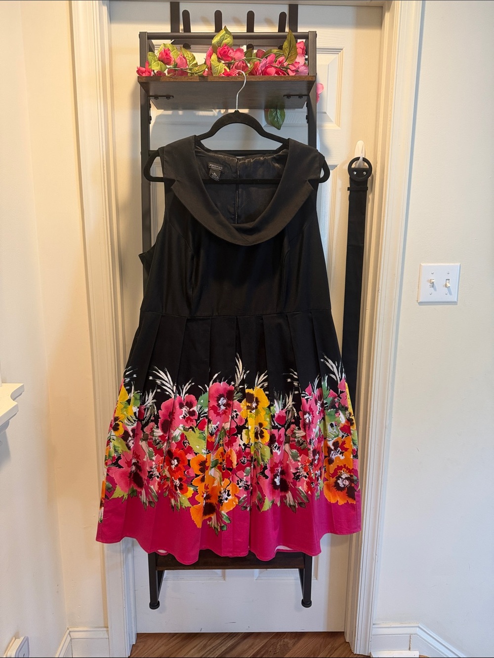 Pleated Floral Off The Shoulder a-Line Dress Summer Tea Party Preppy Dress